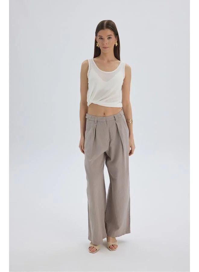 Bohemai Alidah Pleated Grey Wide Leg Pants