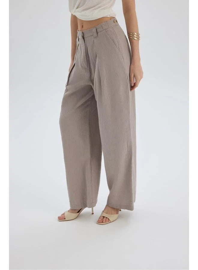 Bohemai  Alidah Pleated Grey Wide Leg Pants for Women | Best Price UAE