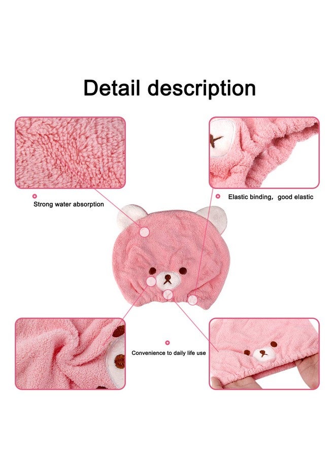 Lamoutor Lamoutor 3Pcs Hair Drying Towel for Kids Girls Soft Absorbent Kids Dry Hair Cap Kids Hair Towel Wrap Head Towel Wraps for Kids - Image 4