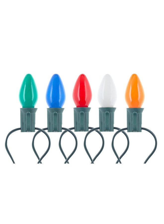Creative Hobbies Creative Hobbies 25 Pack C7 Multicolor Christmas Light Bulbs - 7W Steady Burning Incandescent, Ceramic Multicolor, Nickel Plated Candelabra Base, Extended Life  - Image 3