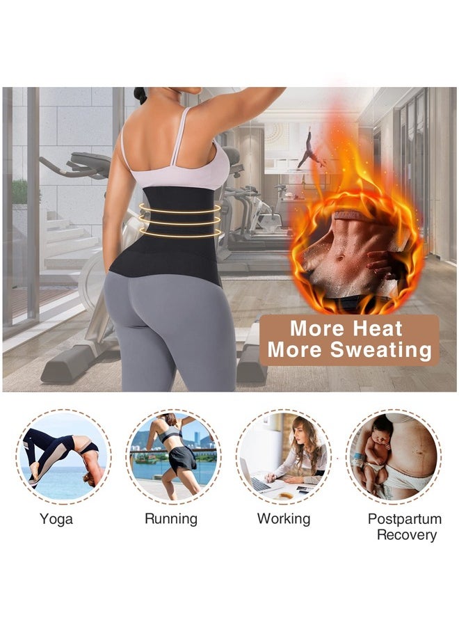 Fanski Waist Trainer, Women'S Wrapped Abdominal Exercise Belt, Slimming Thin Shaping Belt Adjustable Fat Burning Girdle (Black)  - Image 5
