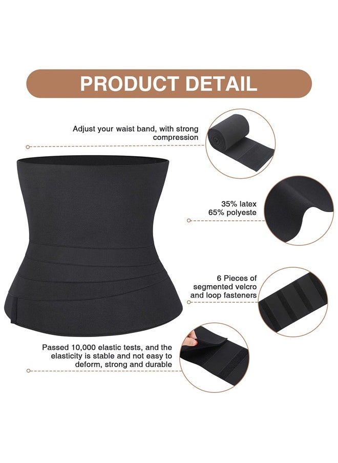 Fanski Waist Trainer, Women'S Wrapped Abdominal Exercise Belt, Slimming Thin Shaping Belt Adjustable Fat Burning Girdle (Black)  - Image 2