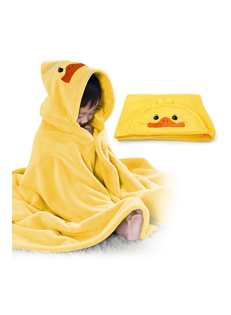 Zikra Ultra Soft Baby Bath Towel, Hooded Baby Bathrobe Blanket Highly Absorbent Toddler Hooded Towel Soft Hooded Towel Hooded Bathrobe Blanket  for Boys Girls Baby Bath - 27.5"" x 55"" (Yellow) - Image 1