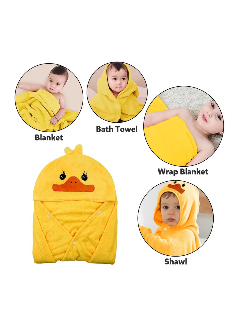 Zikra Ultra Soft Baby Bath Towel, Hooded Baby Bathrobe Blanket Highly Absorbent Toddler Hooded Towel Soft Hooded Towel Hooded Bathrobe Blanket  for Boys Girls Baby Bath - 27.5"" x 55"" (Yellow) - Image 4