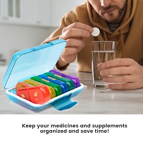 POPCUBE Premium Medicine organizer Box- Waterproof Weekly Medicine organizer- Medicine Box for home, 7 days tablet organizer For Home-Large Pill Organizer Box Case (Multicolor, 2 Compartment) - Image 5