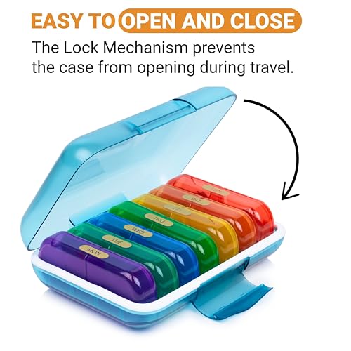 POPCUBE Premium Medicine organizer Box- Waterproof Weekly Medicine organizer- Medicine Box for home, 7 days tablet organizer For Home-Large Pill Organizer Box Case (Multicolor, 2 Compartment) - Image 4