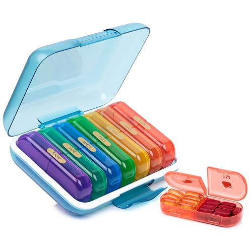 POPCUBE Premium Medicine organizer Box- Waterproof Weekly Medicine organizer- Medicine Box for home, 7 days tablet organizer For Home-Large Pill Organizer Box Case (Multicolor, 2 Compartment) - Image 1