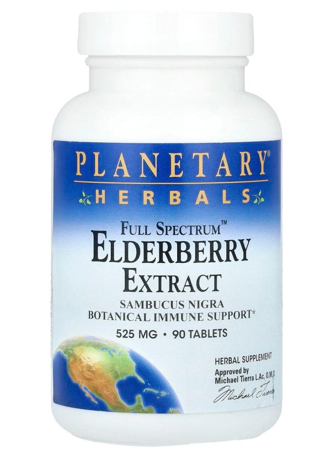 PLANETARY HERBALS Full Spectrum™ Elderberry Extract 1050 mg 90 Tablets (525 mg per Tablet) 