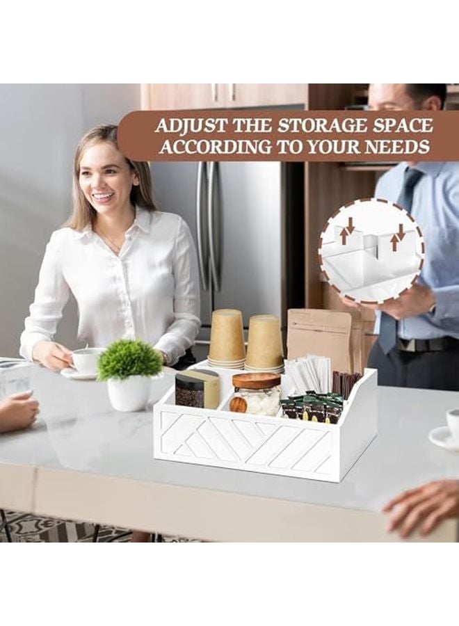White Wooden Coffee Pods Stand Spacious Capacity Basket Organizer For Tea Bags Cups Syrups - Image 4