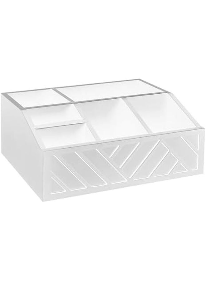 White Wooden Coffee Pods Stand Spacious Capacity Basket Organizer For Tea Bags Cups Syrups - Image 2