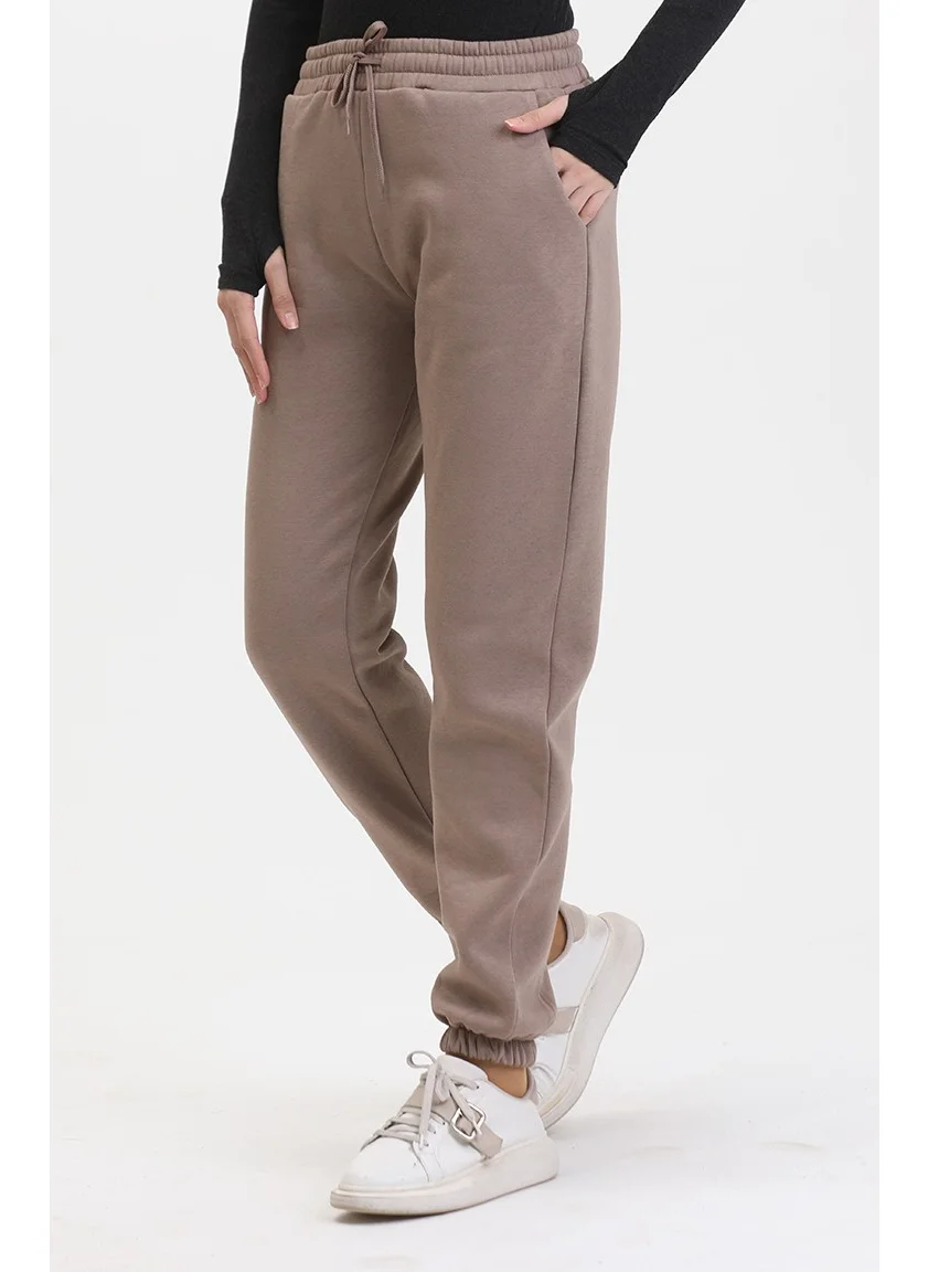 Sefa Merve Three Thread Combed Cotton Sweatpants 10400-01 Mink