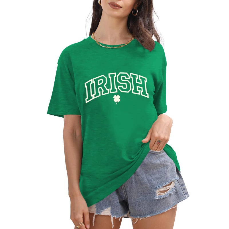 Prelike Powers St Patrick's Day Shirt Women: Funny Lucky Irish Shamrock Paddy's Day T-Shirt Casual Crewneck Short Sleeve - Image 2