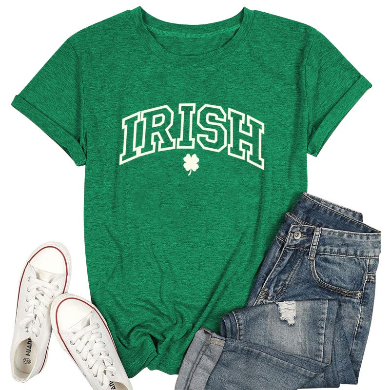 Prelike Powers St Patrick's Day Shirt Women: Funny Lucky Irish Shamrock Paddy's Day T-Shirt Casual Crewneck Short Sleeve - Image 1