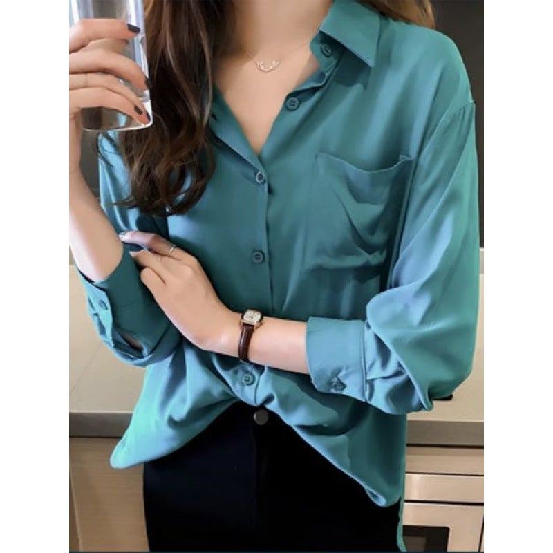 New Lazy Elegant White Shirt Blouse 2024 New Loose Long-Sleeved Shirt Trendy - Image 2