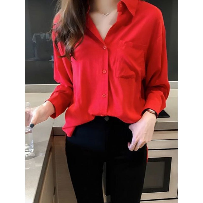 New Lazy Elegant White Shirt Blouse 2024 New Loose Long-Sleeved Shirt Trendy - Image 4