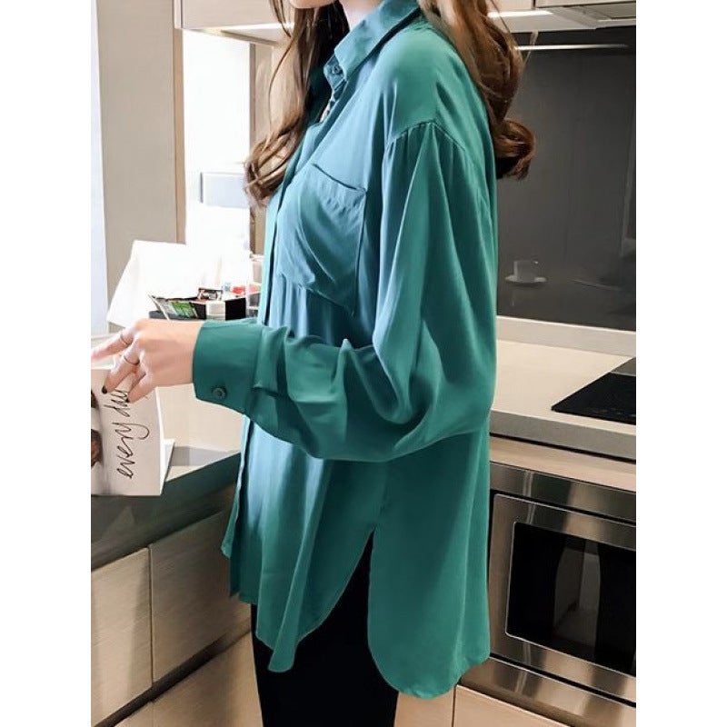 New Lazy Elegant White Shirt Blouse 2024 New Loose Long-Sleeved Shirt Trendy - Image 3