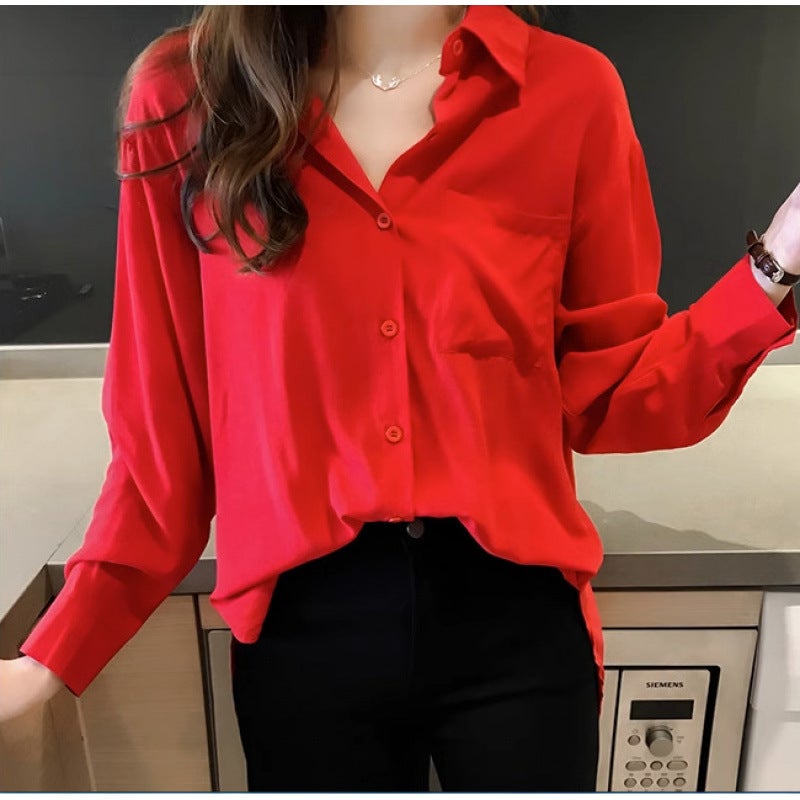 New Lazy Elegant White Shirt Blouse 2024 New Loose Long-Sleeved Shirt Trendy - Image 1