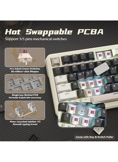 هجوم القرش X85Pro لعبة لوحة المفاتيح الميكانيكية ثلاثة وضع RGB بلوتوث اللاسلكية التخصيص التوصيل الساخن مع شاشة عرض المكتب  - Image 5