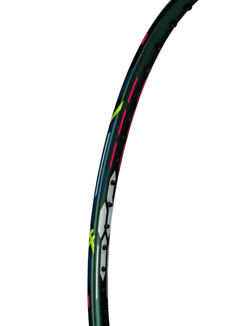 لي-نينج مضرب تنس الريشة Axforce Cannon 5U مشدود الأوتار (لون أزرق مخضر داكن) - Image 4