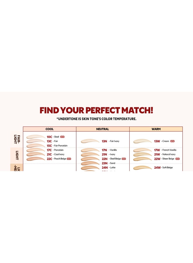 TIRTIR Mask Fit Red Cushion Foundation, Full coverage, Weightless, Skin Fit, Satin Glow Finish, Korean Makeup Cushion Foundation (#25N Mocha, 0.63 Fl Oz)