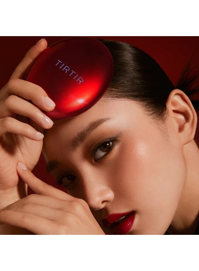 TIRTIR Mask Fit Red Cushion Foundation, Full coverage, Weightless, Skin Fit, Satin Glow Finish, Korean Makeup Cushion Foundation (#25N Mocha, 0.63 Fl Oz)