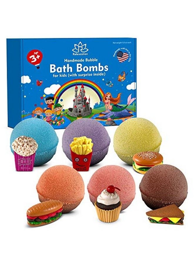 Relaxcation 6 Handmade Bath Bombs Gift Set For Kids With Fast Food Surprises Inside Quality Toys Make Your Kids Happy Made In Usa  - Image 1