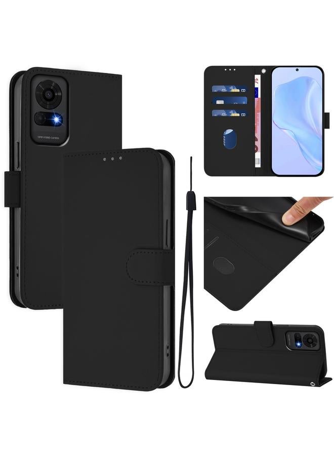 erorex Case For TCL 50 LE Skin Feel Solid Color Leather Phone Case with Lanyard  - Image 1