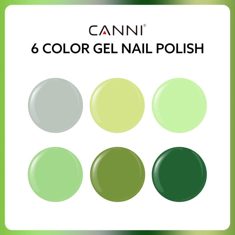 CANNI 6Pcs 9ml Emerald Green Gel Nail Polish Set- Dark Sage Forest Green Gel Polish Kit Lime Olive Forest Colors DIY at Home Salon Christmas New Year's Gifts for Girls - Image 2