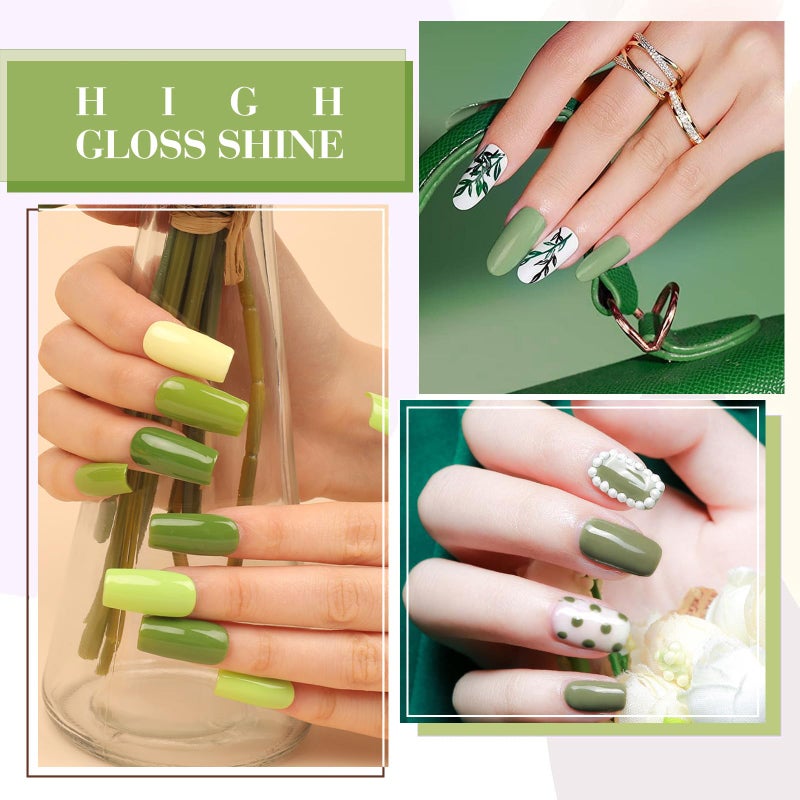 CANNI 6Pcs 9ml Emerald Green Gel Nail Polish Set- Dark Sage Forest Green Gel Polish Kit Lime Olive Forest Colors DIY at Home Salon Christmas New Year's Gifts for Girls - Image 4