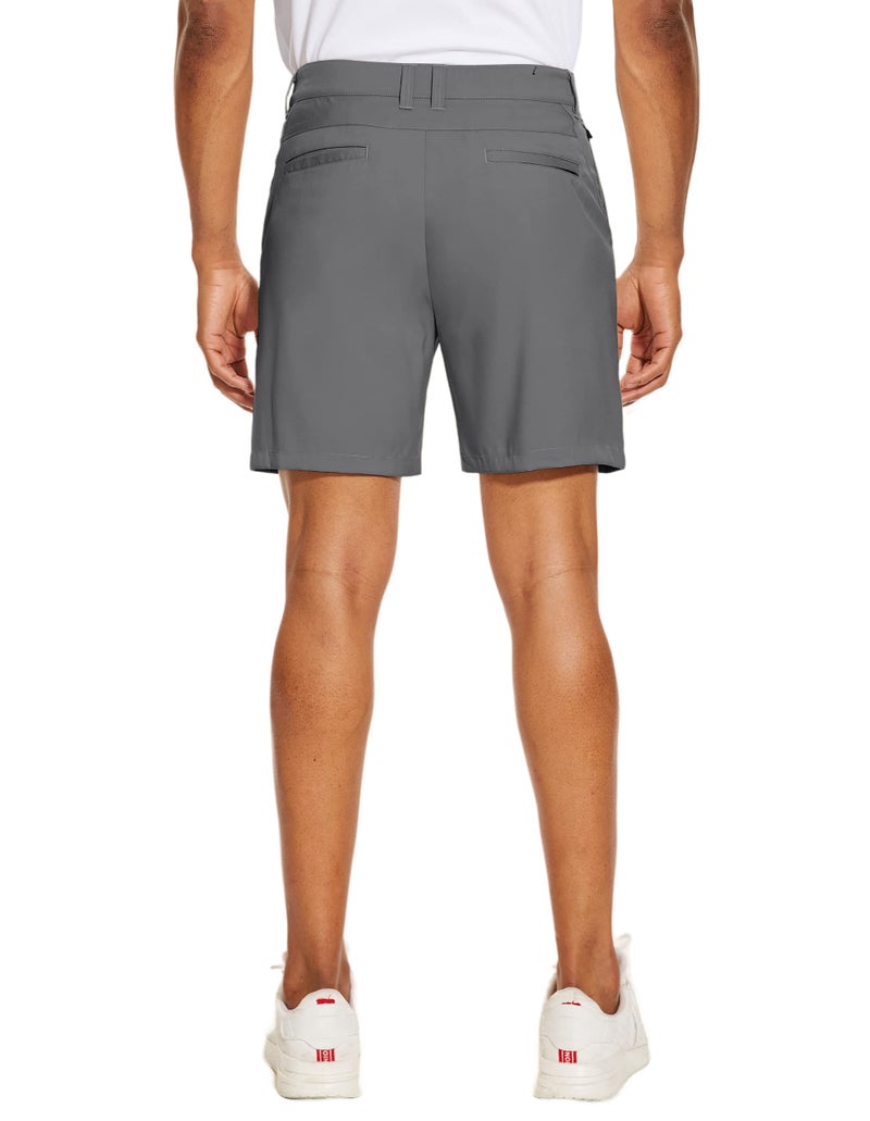 PULI Mens Golf Shorts 7 inch Inseam Casual Flat Front Dress Shorts Hybrid Surfing Hiking Fishing Relaxed Fit with Pockets Grey 34 - Image 4