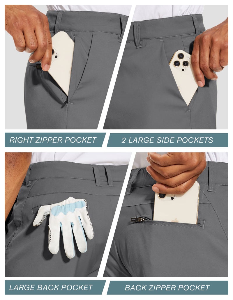 PULI Mens Golf Shorts 7 inch Inseam Casual Flat Front Dress Shorts Hybrid Surfing Hiking Fishing Relaxed Fit with Pockets Grey 34 - Image 5