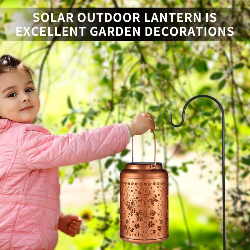 Tepaken Solar Lanterns Outdoor Waterproof Hummingbird Garden Decor Gifts for Women Mom Grandma Hanging Lights Metal Solar Decoration Outside for Yard, Patio,Backyard(Butterfly and Sunflower) - Image 5