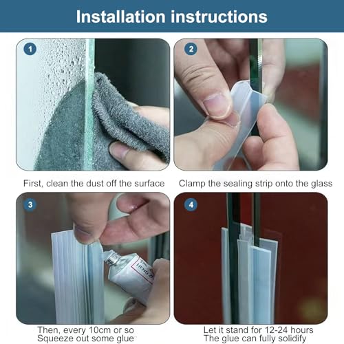 Tanshurong Shower Glass Door Seal, 120 Inch Silicone Soft Shower Door Bottom Seal for 3/8"(10mm) Thick Glass Door, Stopping Water Leaks (Arch) - Image 3