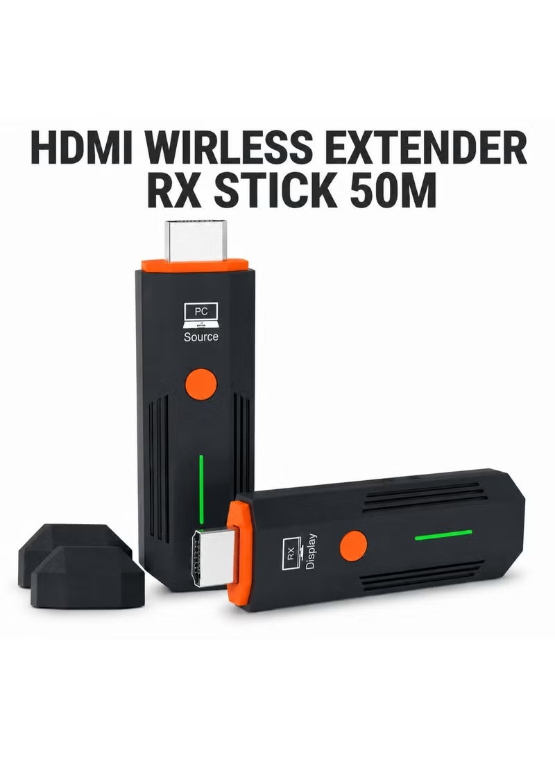 تلفزيون موسع إشارة HDMI لاسلكي RX Stick بطول 50 مترًا، جهاز إرسال واستقبال HDMI لاسلكي بدقة 1080P Full HD، محول عرض سهل الاستخدام للتلفزيون، وجهاز العرض، والكمبيوتر الشخصي، والكمبيوتر المحمول - Image 1