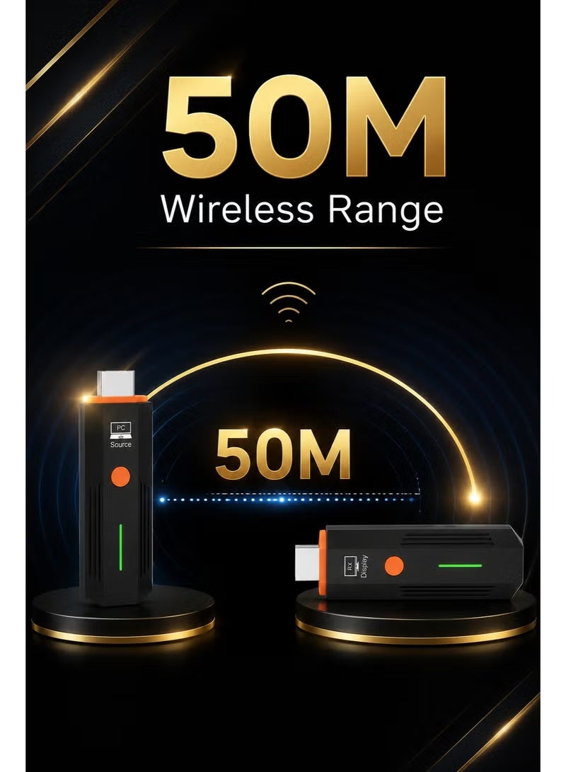 تلفزيون موسع إشارة HDMI لاسلكي RX Stick بطول 50 مترًا، جهاز إرسال واستقبال HDMI لاسلكي بدقة 1080P Full HD، محول عرض سهل الاستخدام للتلفزيون، وجهاز العرض، والكمبيوتر الشخصي، والكمبيوتر المحمول - Image 4
