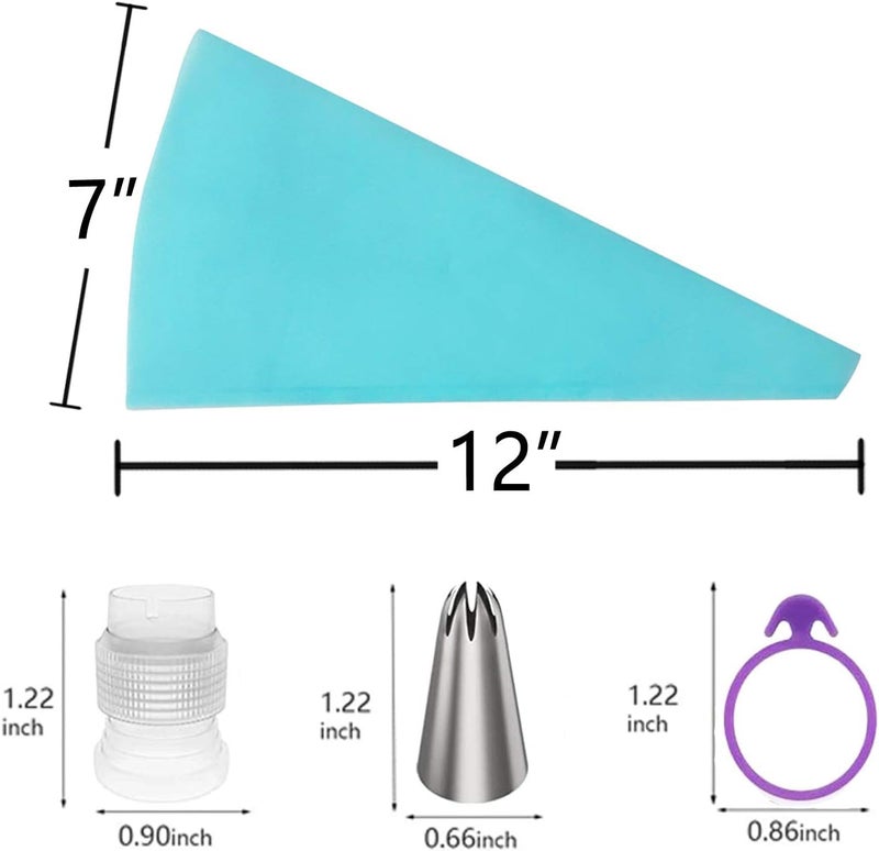 Plateau ELK Piping Bags and Tips Set, Cake Decorating Kit Supplies, Frosting Piping Kit for Baking with Pastry Bags and Tips, Standard Converters, Silicone Rings, Reusable Piping Bags for Cookie Icing, Cupcake - Image 3