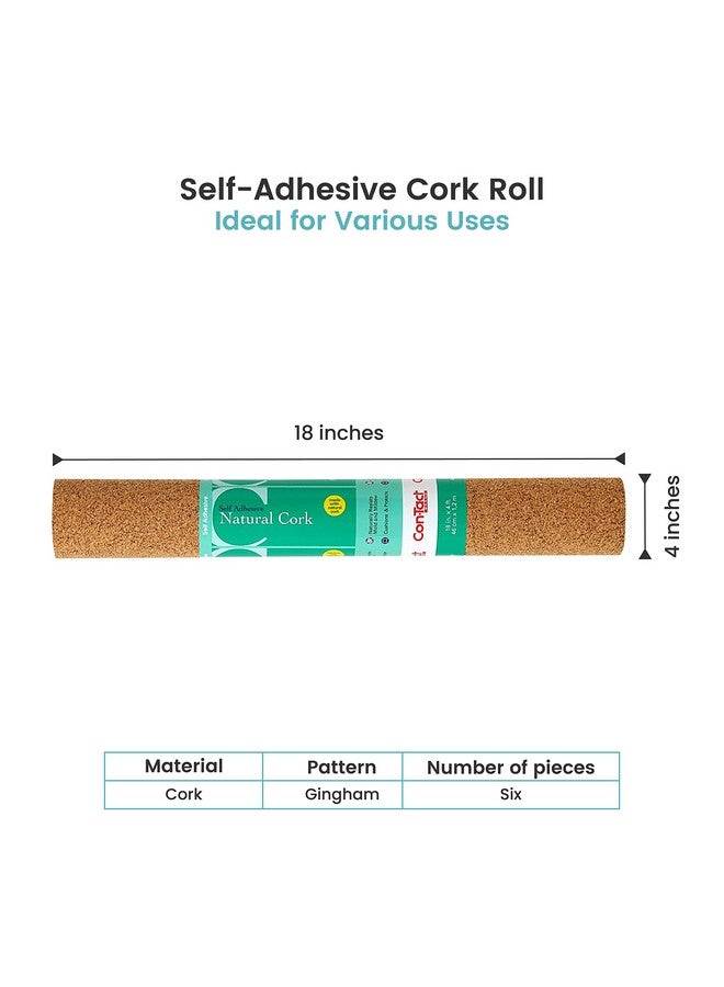 Con-Tact Brand Cork Roll, Self-Adhesive Cork Roll, Multi-Purpose Cork Shelf Liner, 18" x 4', Brown, Pack of 6 - Image 2