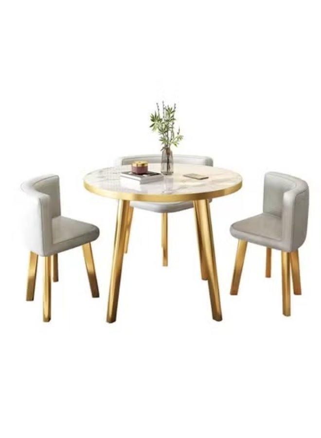 Raffine Set of 5 Modern Compact Design Dinning Table Chair Set Round Ergonomic Chairs and 1 Table for Kitchen Home Office Conference Room 80x75 and 59x73 cm - Image 5