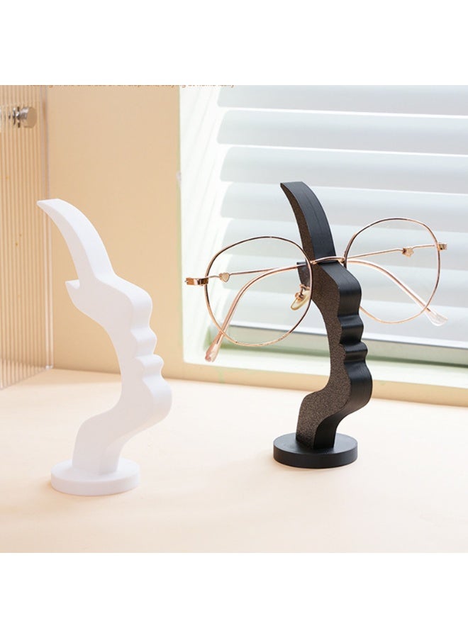 2Pcs Eyeglass Holder Stand, Abstract Face Shaped Glasses Stand, Modern Desk Eyeglasses Display Holder for Home Office, Decorative Desktop Eyewear Display Stand, Perfect for Home & Office Use, Black & White - Image 1