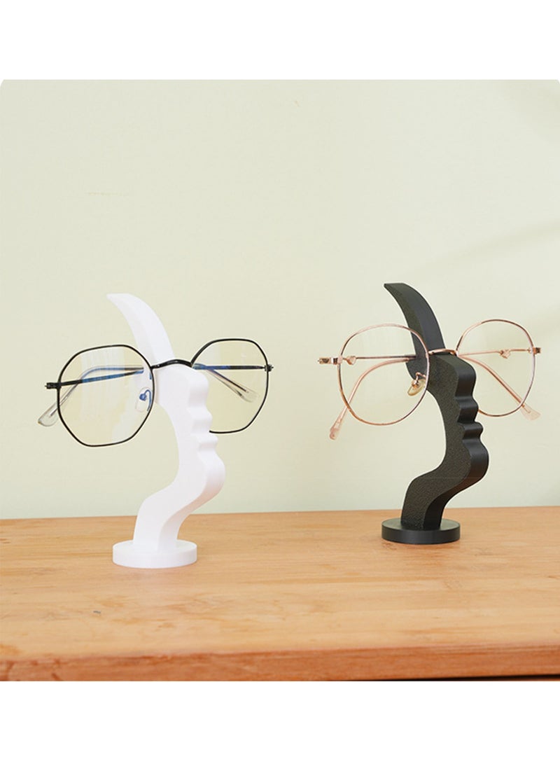 2Pcs Eyeglass Holder Stand, Abstract Face Shaped Glasses Stand, Modern Desk Eyeglasses Display Holder for Home Office, Decorative Desktop Eyewear Display Stand, Perfect for Home & Office Use, Black & White - Image 2