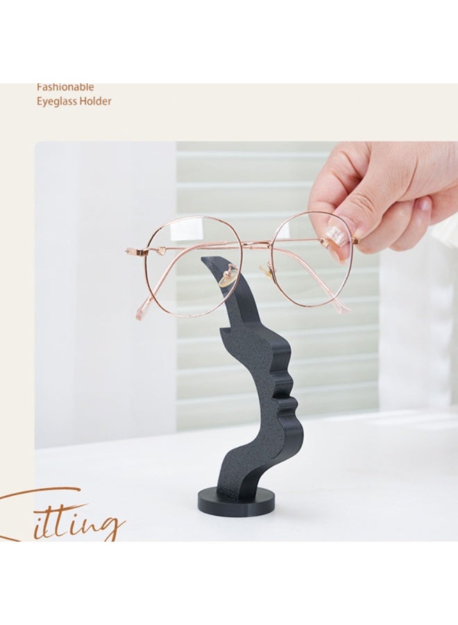 2Pcs Eyeglass Holder Stand, Abstract Face Shaped Glasses Stand, Modern Desk Eyeglasses Display Holder for Home Office, Decorative Desktop Eyewear Display Stand, Perfect for Home & Office Use, Black & White - Image 5