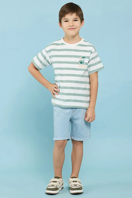 R&B Washed Denim Shorts With Button Closure