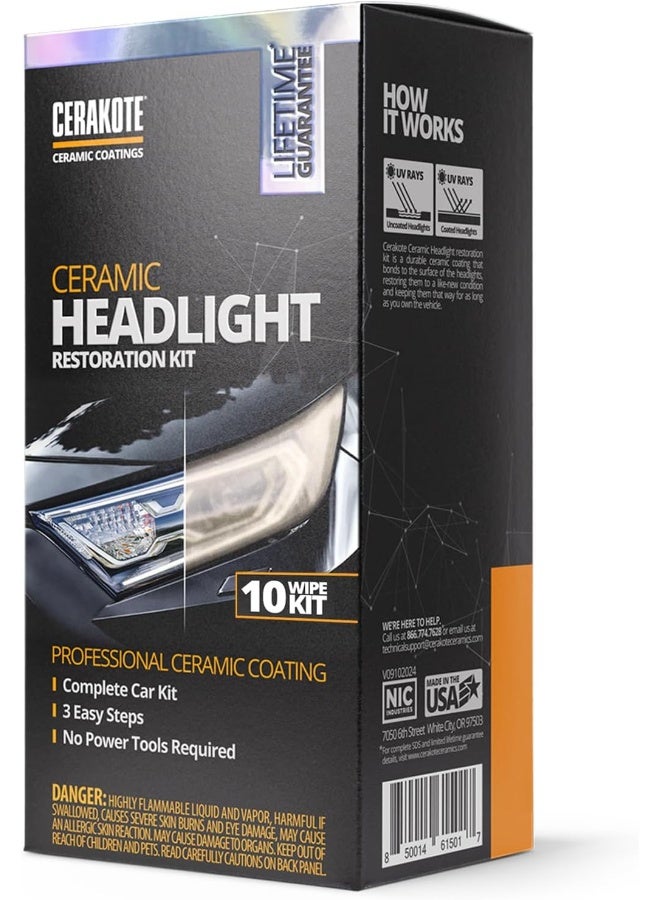 CERAKOTE® Ceramic Headlight Restoration Kit – Guaranteed To Last As Long As You Own Your Vehicle – Brings Headlights back to Like New Condition - 3 Easy Steps - No Power Tools Required - Image 1