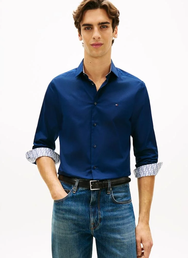 TOMMY HILFIGER  Slim Fit Contrast Collar Poplin Shirt for Men | Best Price UAE