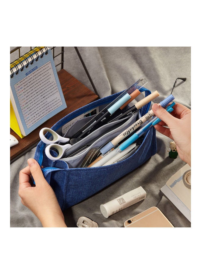 NIBEMINENT Double Open Pocket Stationery Box Dark Blue - Image 2