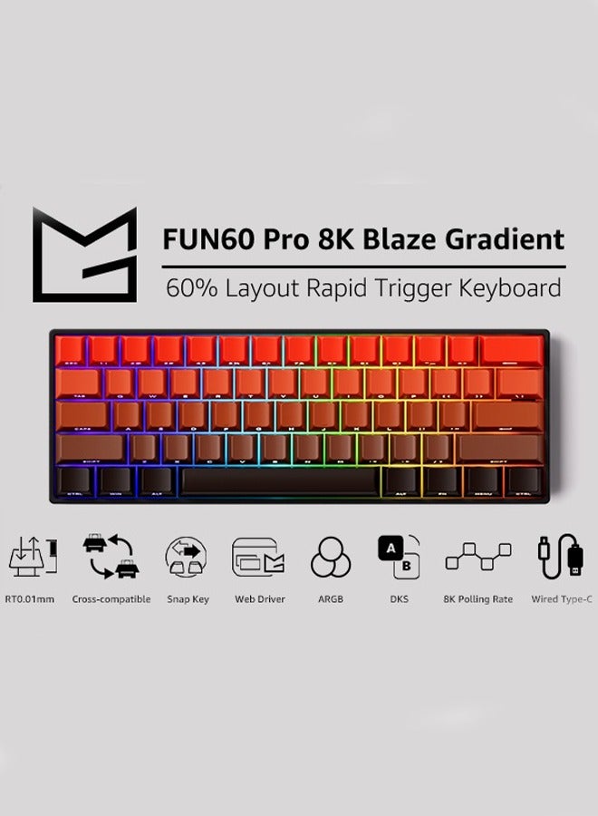 Akko MonsGeek FUN60 Keyboard with 0.01mm ultra-thin design, triple mode connectivity, customizable 8K SP ARGB backlighting, HE/TMR quick trigger response, magnetic switches, and 60% flame gradient t - Image 2