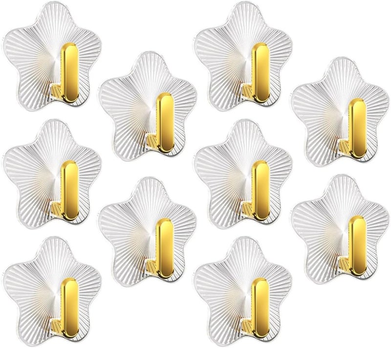 Healifty 10pcs Star Adhesive Hooks Self Adhesive Wall Hooks Decorative Storage Hangers Strong No-Drill for Kitchen Bathroom Entryway Organization - Image 1