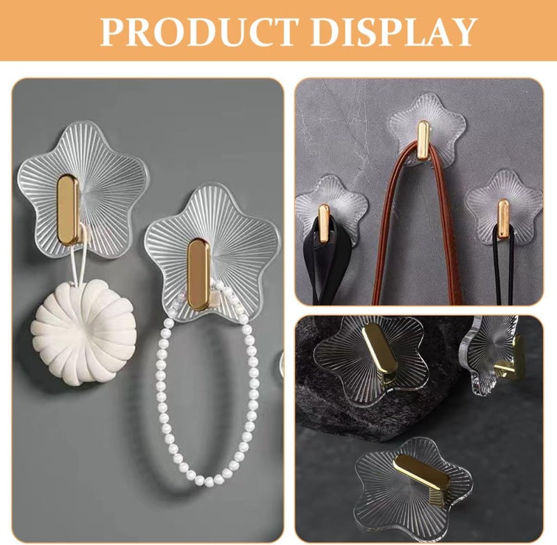 Healifty 10pcs Star Adhesive Hooks Self Adhesive Wall Hooks Decorative Storage Hangers Strong No-Drill for Kitchen Bathroom Entryway Organization - Image 5