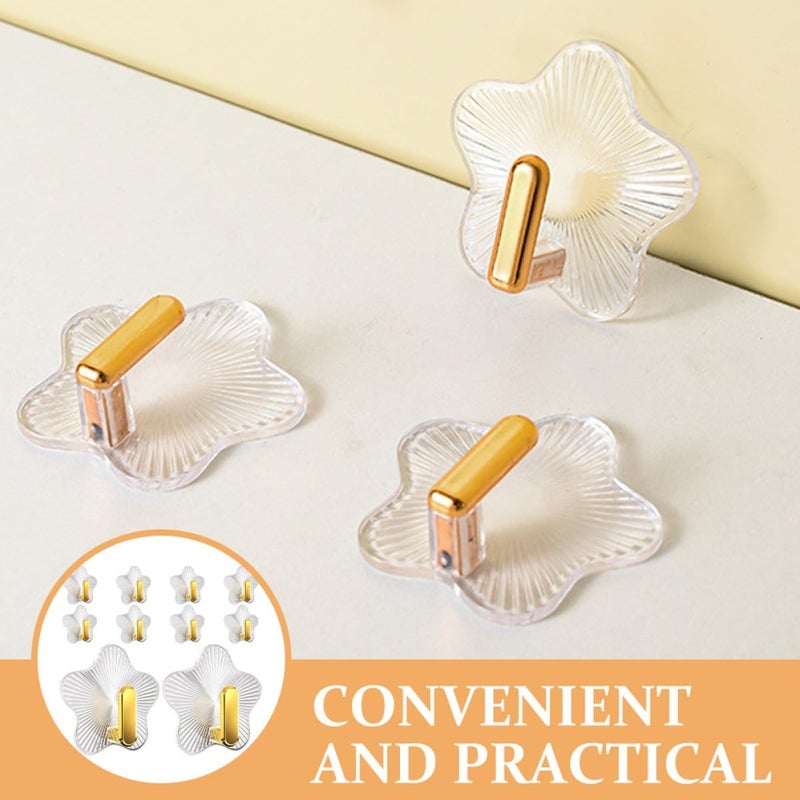 Healifty 10pcs Star Adhesive Hooks Self Adhesive Wall Hooks Decorative Storage Hangers Strong No-Drill for Kitchen Bathroom Entryway Organization - Image 4