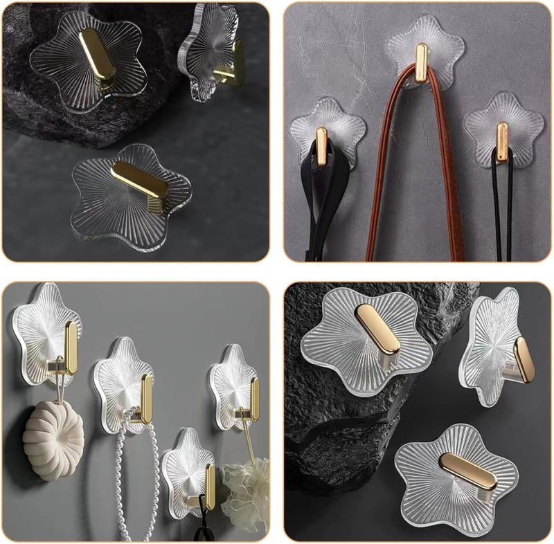 Healifty 10pcs Star Adhesive Hooks Self Adhesive Wall Hooks Decorative Storage Hangers Strong No-Drill for Kitchen Bathroom Entryway Organization - Image 3